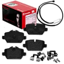 Markenprodukt brembo BREMSBELÄGE + WARNKONTAKT HINTEN passend für BMW 1er E81 E87 3er E90 E92