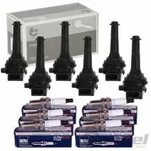 Geprüft 6x SKV ZÜNDSPULE + 6x BERU ZÜNDKERZEN passend für VOLVO S80 I (184) XC90 I (275)