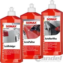 Ausverkauf SONAX LACKPFLEGE-SET POLITUR-SET 3-TEILIG LACKREINIGER AUTOPOLITUR AUTOHARTWAX