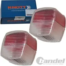 2x KNOTT LICHTSCHEIBE ERSATZGLAS für POSITION UMRISSLEUCHTE ROT/WEIß SQUAREPOINT Preisknaller