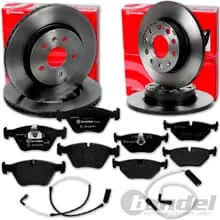 Preiswert brembo BREMSSCHEIBEN + BELÄGE VORNE + HINTEN passend für BMW 5er E39 nur Limo