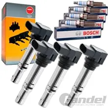 NGK ZÜNDSPULEN + BOSCH ZÜNDKERZEN passend für VW POLO 9N GOLF 4 BEETLE Zertifiziert