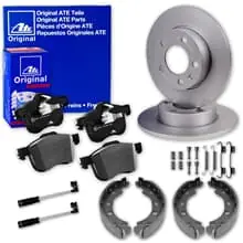 Letzte Chance ATE BREMSSCHEIBEN + BELÄGE + HANDBREMSE HINTEN für MERCEDES M-KLASSE ML W163