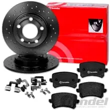 Markenprodukt brembo GELOCHTE SPORT-BREMSSCHEIBEN+BELÄGE HINTEN für AUDI Q3 NUR bis Bj 10/2014