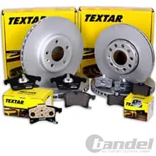 TEXTAR BREMSSCHEIBEN + BELÄGE VORNE + HINTEN passend für AUDI A6 Allroad C6 4FH Markenprodukt