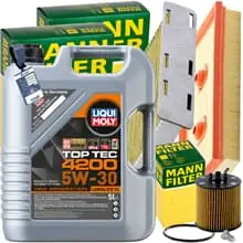 MANN INSPEKTIONSPAKET+5L LIQUI MOLY 5W30 ÖL passend für VW GOLF 5 PASSAT 1.6 FSI Neuheit